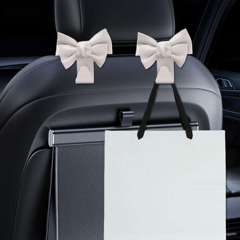TELAIN 2-pack boot organiser, car hooks cute bow headrest hanger