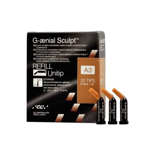 GC 004651 G-aenial Sculpt Universal Dental Composite Unitips 20/Pk A3
