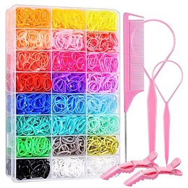 Hair Tie Set, 1505 Count Colorful Elastic Hair Rubber Bands with Topsy Tail Hair Tools, Rat Tail Comb and Hair Clips for Women Hair Styling