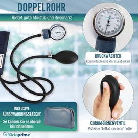 OrtoPrime Blood Pressure Monitor Manual Upper Arm - Professional Blood Pressure Cuff - Manual Blood Pressure Monitor with Upper Arm Cuff Includes Kit for Medical Professionals