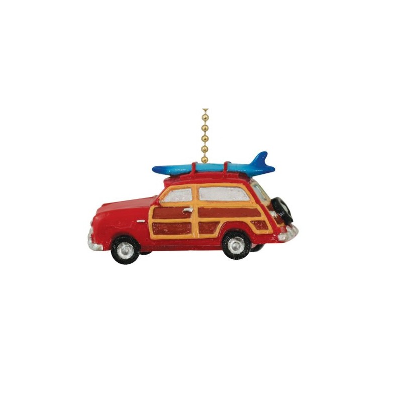Clementine Retro Woody Red Surf Wagon Beach Surfing Ceiling Fan