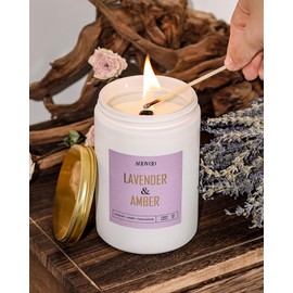 AOOVOO Lavender Candle - Wood Wick Candles, Scented Candles, Soy Candles, Aromatherapy Candle, Soy Wax Candle, Candle for Home Scented, 22oz