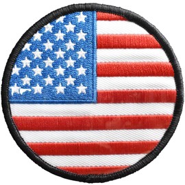 Round American Flag Patch, Hook and Loop USA Flag Embroidered Patches, Dia 3.15 inch 1 Pack