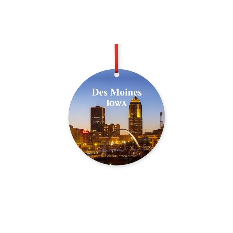 CafePress Des Moines Round 4" MDF Holiday Ornament