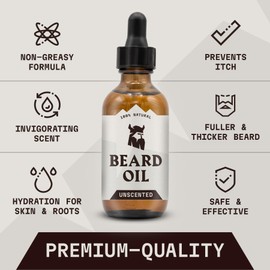 Striking Vikings Beard Oil for Men - Natural Organic Formula with Tea Tree, Argan and Jojoba Oils for Men - Promotes Growth, Softens, & Hydrates (Unscented)