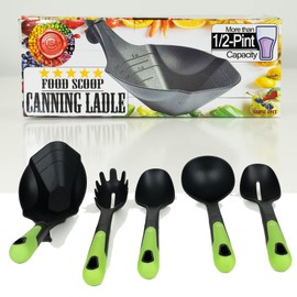 Supa Ant Kitchen Ladle Set (5 pcs) Canning Ladle Large Soup Ladles for Serving- Nylon Ladle with Holes - Pasta Ladle - Silicone Ladles - Ladle with Pour Spout -Serving Ladle Silicone Slotted Spoons