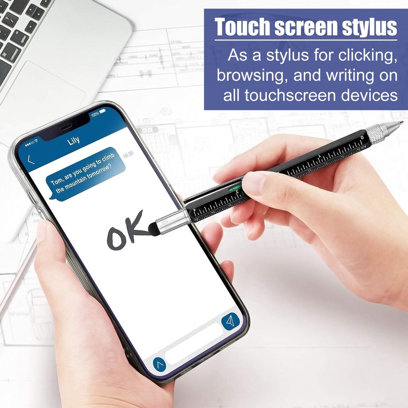 LDBKLGHJ Multifunction Tool Pen, 6 in 1 Multi-tool, Writing Instrument,