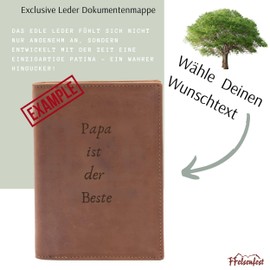 FFelsenfest Ausweistasche personalisiert I Echt Leder Braun I Vintage Dokumentenmappe Hochformat I 6 Klarsichtfächer I handgefertigt