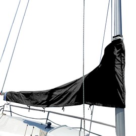 SavvyCraft Waterproof Mainsail Boom Cover, Heavy Duty 600D Sailboat Mainsail Cover UV Protection Weather-Resistant, Boom Length 9'-10' Black