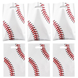 Zi Lan 30 x Baseball-Partytüten mit Griffen, rot-weiß, Geschenktüten für Kindergeburtstag, Party-Dekorationen, Zubehör