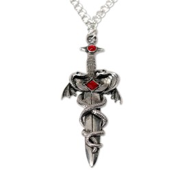 Sword with Serpents Medieval Renaissance Extra Large Pewter Pendant Necklace