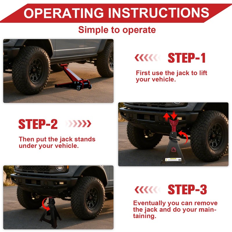 USYATO 3 Ton Heavy Duty Car Jack Stands with Double