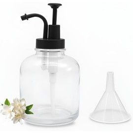 Glass Pump Soap Dispenser Kitchen Hand Soap Dispenser Sour Cream Dispenser Rustproof Pump Dispenser for Kitchen Bathroom (Black)