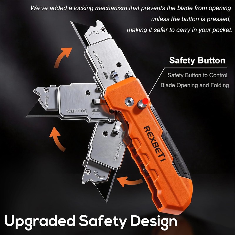 REXBETI 2-in-1 Utility Knife & Scraper, Zinc Alloy Body, Blade