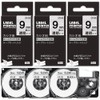 9mm Transparent Compatible Casio Name Land Tape 3pcs Black Text