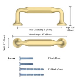 KNOKLOCK 10 Pack 3 Inch(76mm) Kitchen Cabinet Handles Brushed Gold Cabinet Pulls Kitchen Cabinet Hardware Drawer Pulls for Dresser Cupboard Wardrobe
