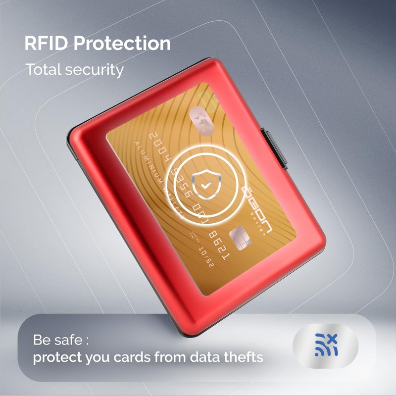 Aluminum Wallet, Large Capacity, RFID Protection Against Fraud and demagnetization,