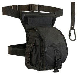 SEIBUR® Waterproof Tactical Waist and Leg Bag + Carabiner | Bum Bag for Travel, Hiking, Motorcycle, Military, Riding, Fishing, Hunting etc, black, Tactical Military Style Leg Bag