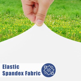 Moosfor Round Spandex Table Cloth, Elastic Fitted Waterproof Tablecloths for 25"-30" Tables, Stretch Washable Picnic Table Cover for Camping, Dining, Indoor and Outdoor, White