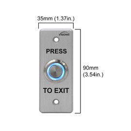 Visionis VIS-7008 Indoor Outdoor Weatherproof IP65 Stainless Steel Doorbell Type Round Push to Exit Button Slim for Door Access Control with LED NC COM and NO Outputs