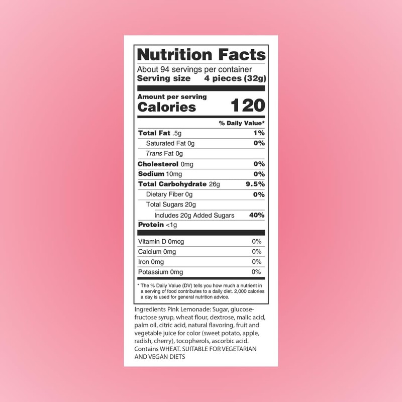 Sour Power Premium Candy Belts, Pink Lemonade, 6.6 lb