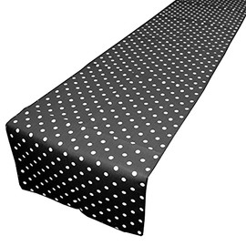 lovemyfabric Small Polka Dots Cotton Print Light Weight Table Runner/Table Accessories Decorative Table Top Wedding Party Event Modern Home Décor (12"X36", White on Black)