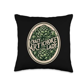 Crazy Artichoke Lady Artichoke vegan vegetarian artichoke Throw Pillow