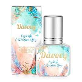 Eyelash Extension Glue, Davocy 10 ml Extra Strong Eyelash Extension Glue for Professional Use, 1-2 Sec Dry Time, 6-8 Weeks Retention, Latex Free Black Adhesive Supplies for Sensitive Eyes. 10ml 0.34OZ