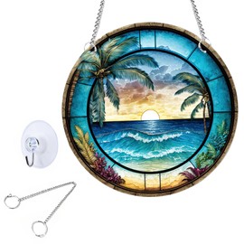 HhBdy Sun Catchers for Windows,8in Diameter Colour Catcher Acrylic Window Sun Catcher for Window Sun Catcher Decor Stained Light Catcher,Window Porch Home Accessories (Coastal Suncatchers)