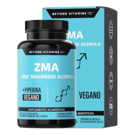 Zinc Magnesio Acerola (zma)  Con Piperina (pimienta Negra) Para Mxima Absorcin  Magnesio Complex - Vegano Vitaminas Mujer  Hombre - (60 Cpsulas)      
