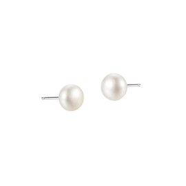 MUFANYOYO Natural Pearl Stud Earrings, S925 Sterling Silver, Crystal Accents, 0, Pearl, Created Cubic Zirconia