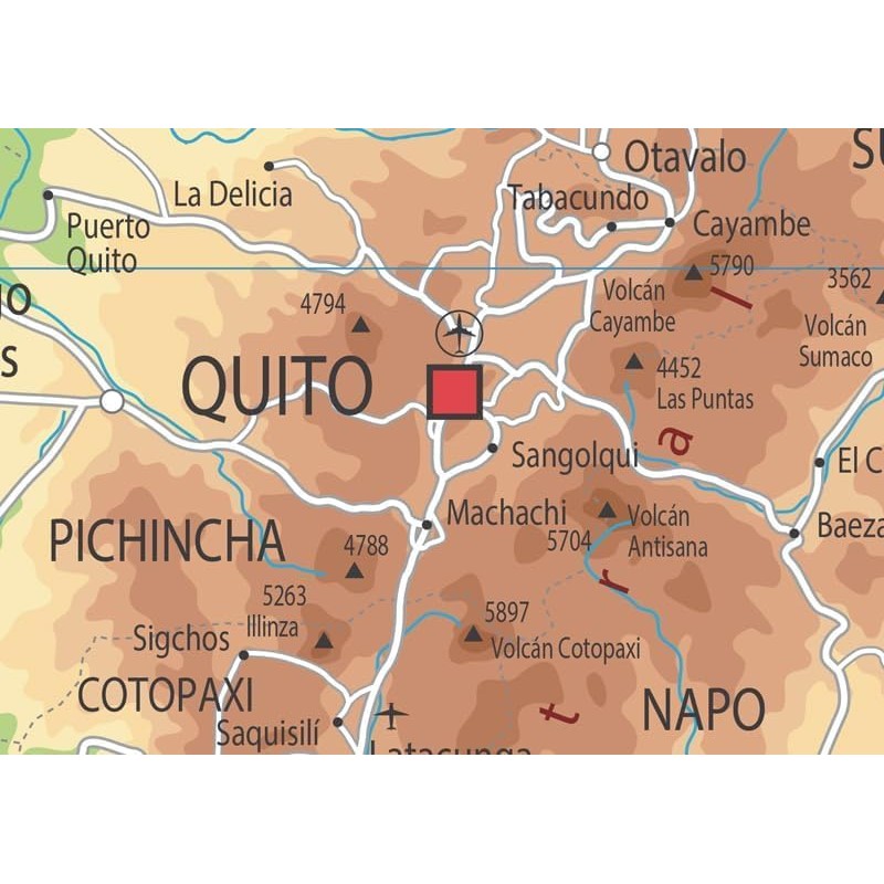 Ecuadore Physical Map - 23.3 x 16.5 Inches - Paper