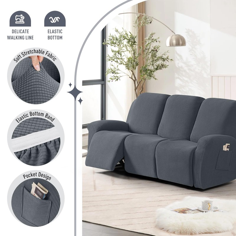 TAOCOCO Recliner Sofa Covers 8-Pieces Stretch Large Couch Covers for