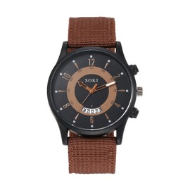 JewelryWe Mens Military Watch Nylon Strap Analog Quartz Calendar Luminous Wristwatch Cool Business Casual Dress Watch, for Fathers Day