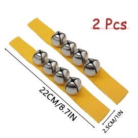 CashBeat Wrist Bells Set of 2, Apricot Color Jingle Bells Instrument, Adjustable Ankle Percussion Musical for Kids, Party Favors, Christmas Decor, Education, Dance, Band Performance