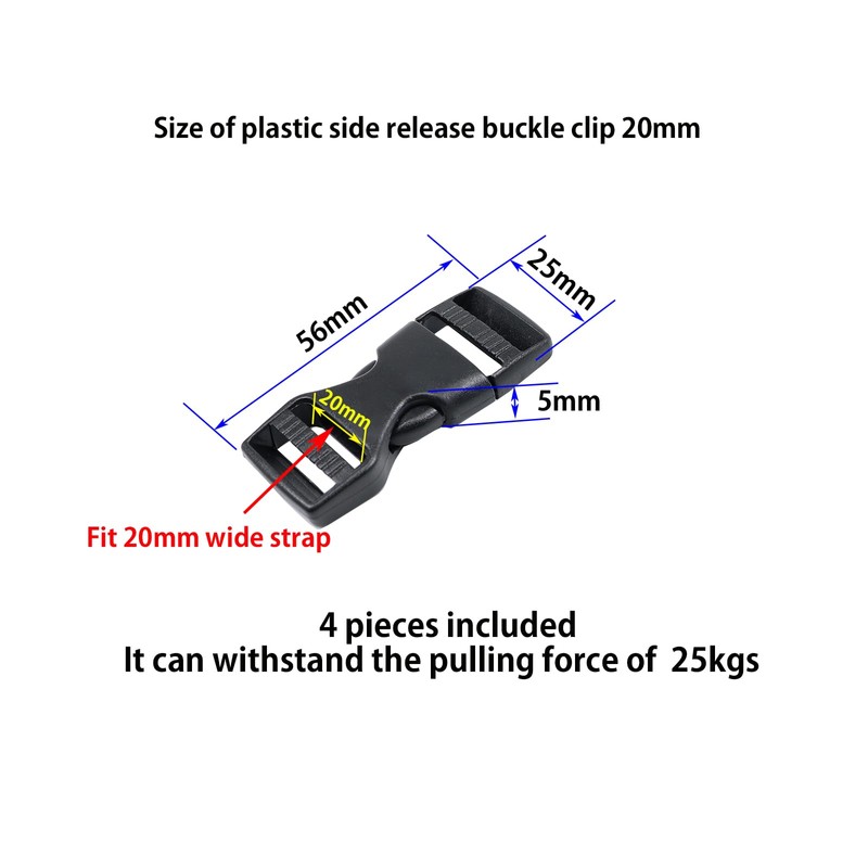 Plastic Side Release Buckle 20mm Heavy Duty Plastic Buckle Clips