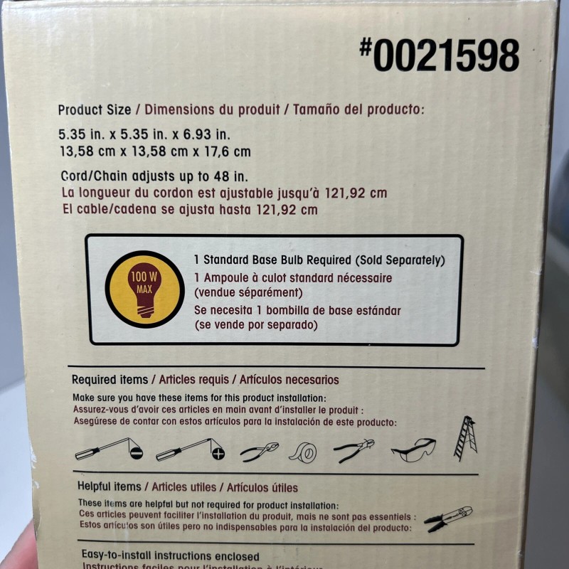 Portfolio Pendant Light 0021598 (Oil-Rubbed Bronze Finish, Tan Fabric Shade)