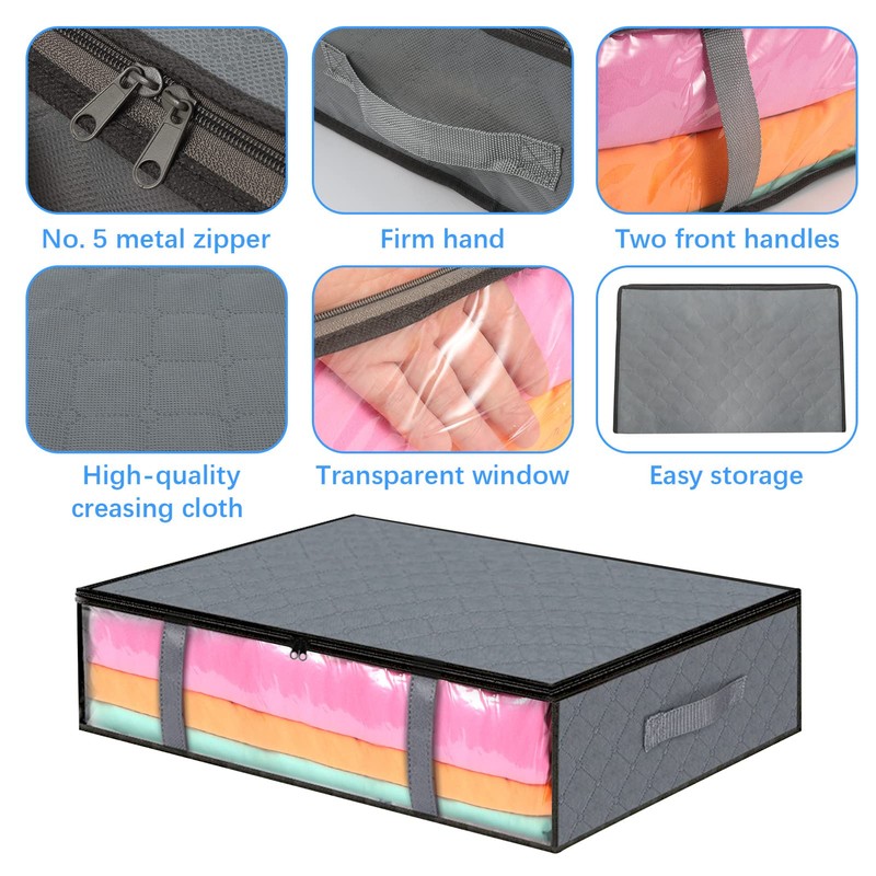 Opopark 2 Pack Underbed Storage Bags, 40 L Window Foldable