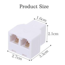 MAOZHOU Telephone Cable Adapter, 1 to 2 RJ11 Female Y Splitter with RJ11 6P4C Plug Cable, Suitable for Telephone, Fax Machine (Pack of 2, White)
