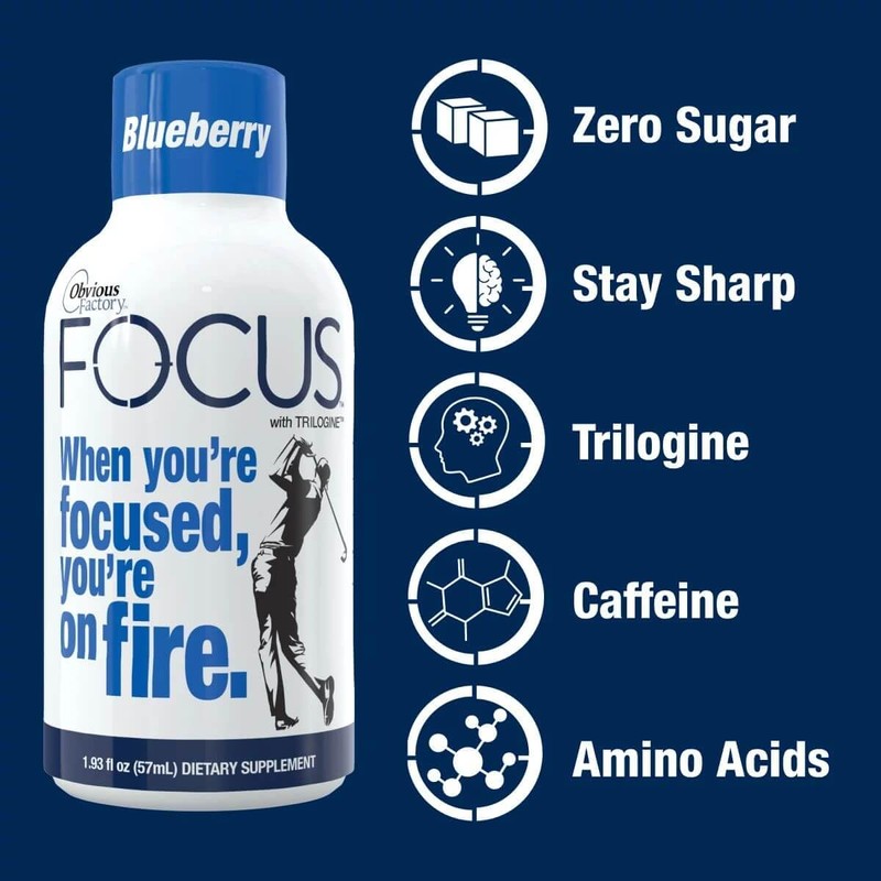 Focus Shots with Trilogine, Stay Sharp, Zero Sugar Energy Boost,