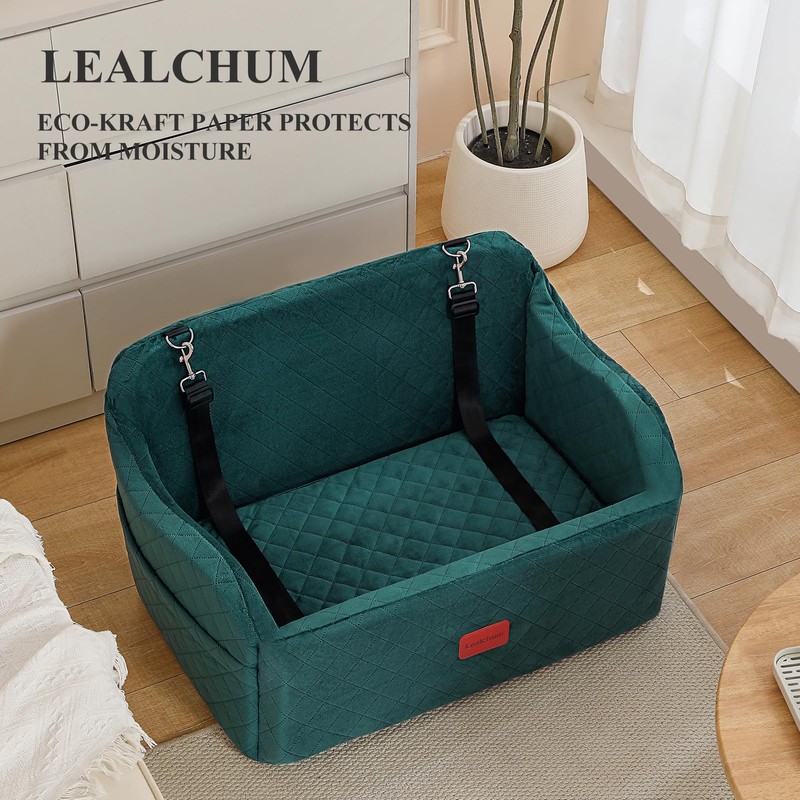 Lealchum Dog Car Seat for Medium/Large Dogs,2 Clip-On Safety Leashs