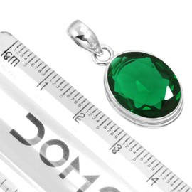 Jeweloporium Green Emerald Simulated 925 Silver Pendant for Women Gemstone Cocktail Silver Pendant Necklace Anniversary - Gift Victorian Jewelry