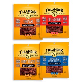 Tillamook Country Smoker Real Hardwood Smoked Beef Jerky Variety Pack, 2.5 Ounce (Pack of 4)