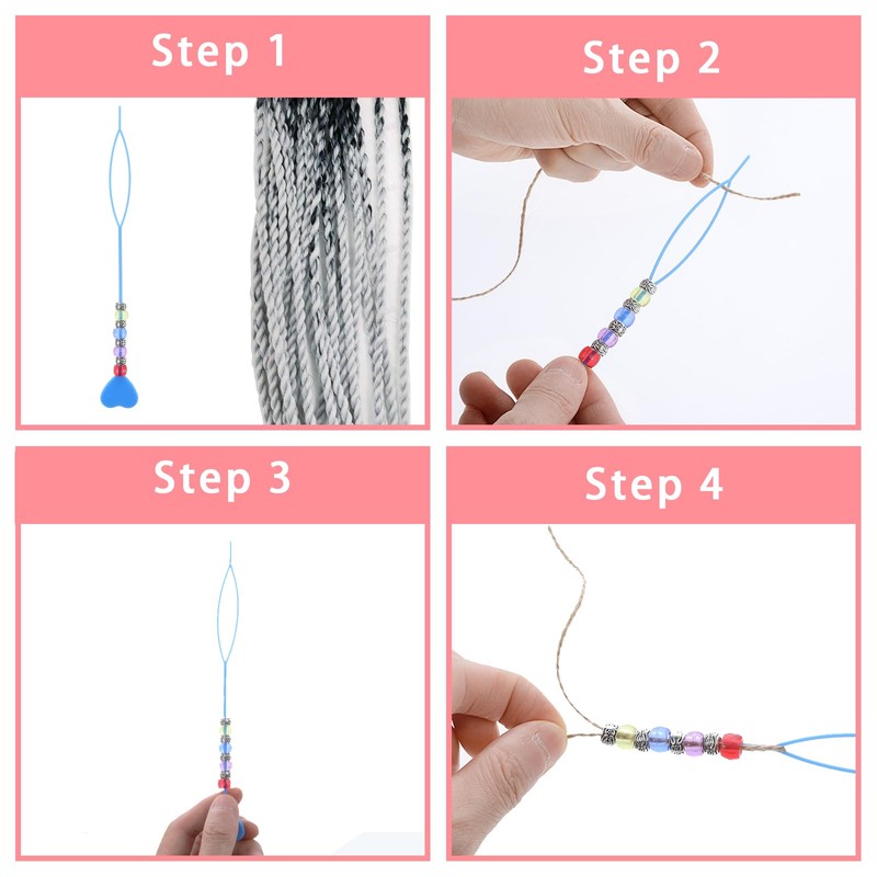 16PCS Hair Beader Tool Automatic Quick, Colorful Loading Beads on
