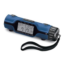 SAGEFINDS World Time Alarm Clock | Calendar, Thermometer, Alarm, Timer, Flashlight | 16 Pre-Set Time Zones | Lightweight & Portable for Travel | Bright LED Display