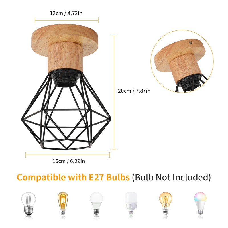 DELIPOP Ceiling Light Retro, Vintage Ceiling Light Industrial E27, Lamp