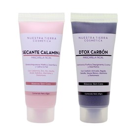 Kit Piel Perfecta Mascarilla Dtox Carbón Activado + Mascarilla Secante Calamina -Acné, Puntos Negros, Manchas-