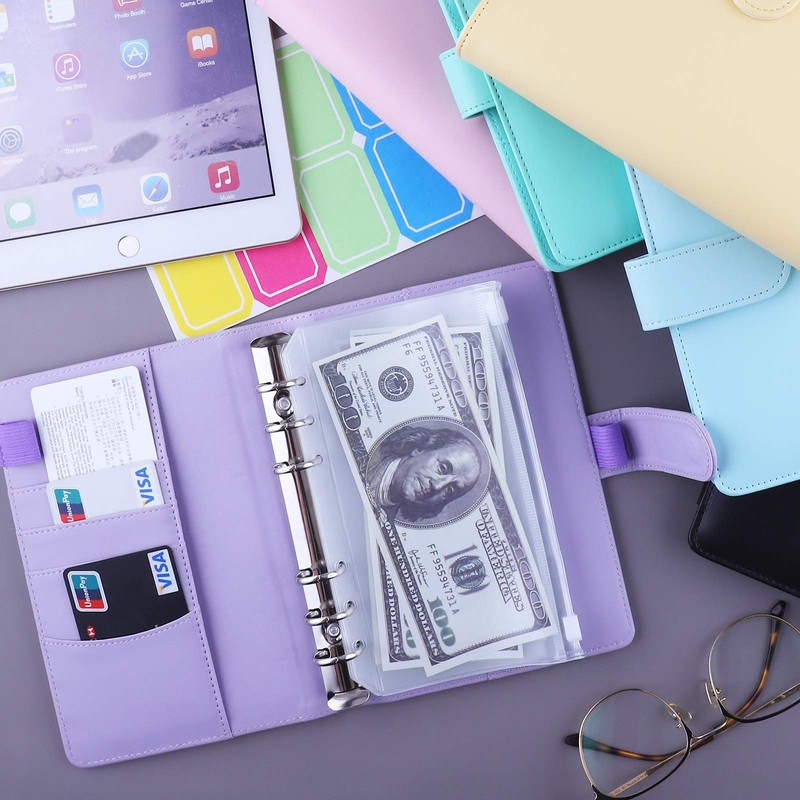 Antner 予算バインダー ジッパー封筒付き マネーバインダー オーガナイザー 現金封筒付き 予算と節約に A6 予算プランナー バインダーポケット12個