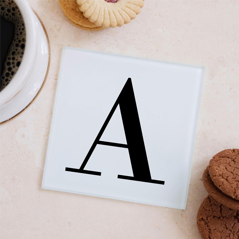 Alphabet Initial Letter Glass Drinks Coaster Mat Gift
