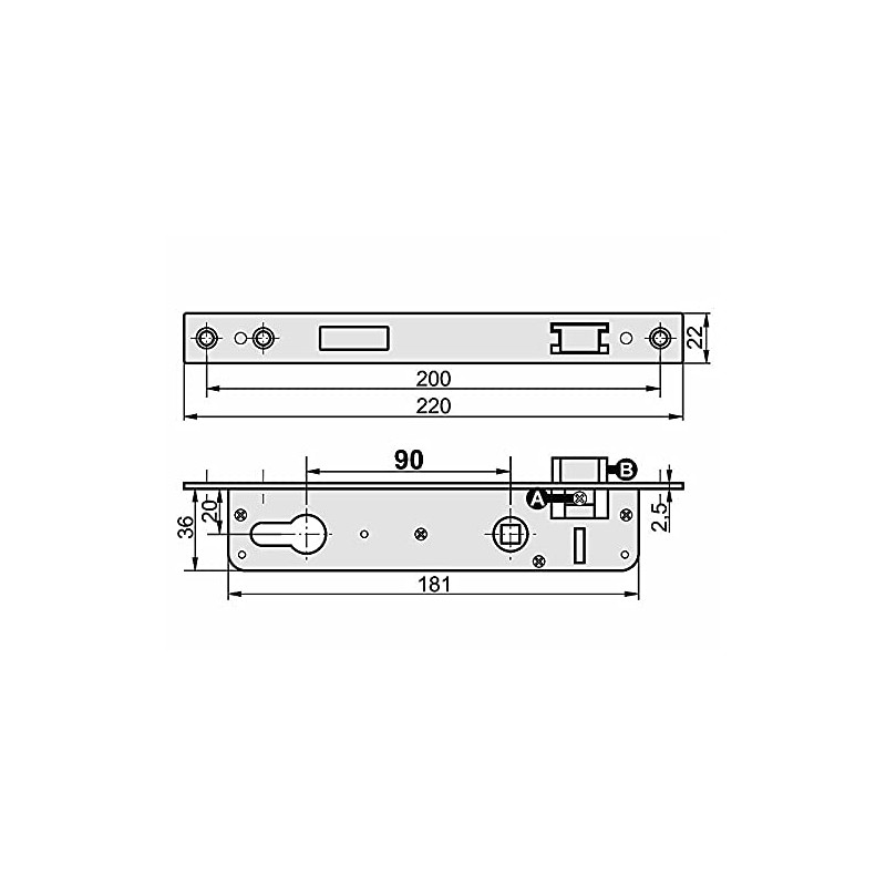 Mortice Lock Tubular Frame Lock Door Lock 90/20 Left /
